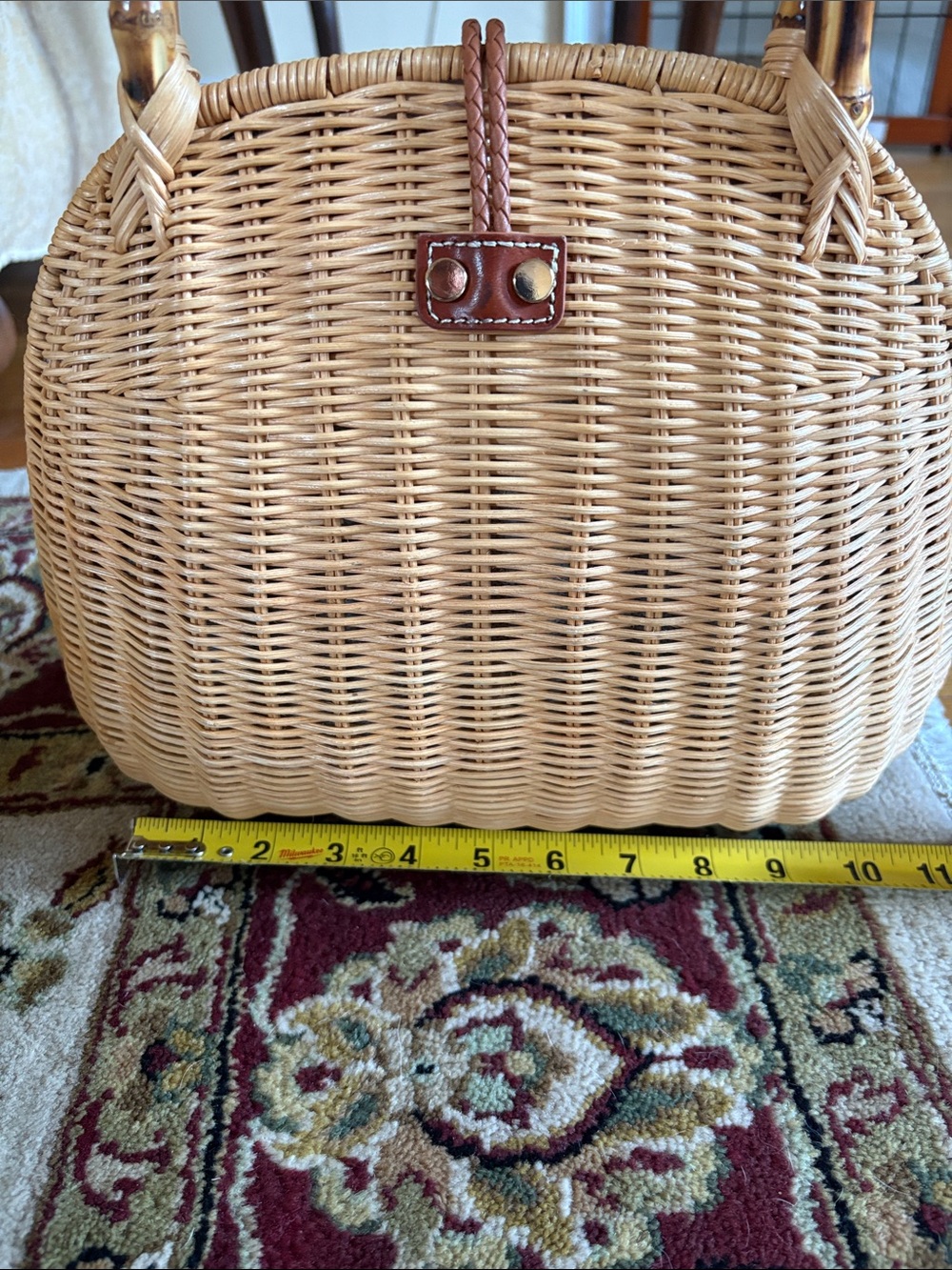 J. McLaughlin Woven Bamboo-Handle Straw Tote - Tan - Picture 3 of 9